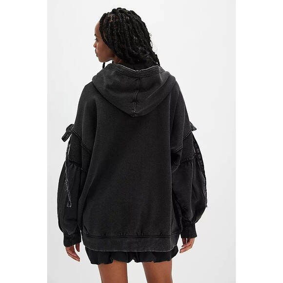 Free People Bow Girl Sweatshirt Hoodie Jacket Top Oversized Cotton XL NWD 283681 - Picture 2 of 12